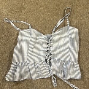 Blue and White Cropped Tank